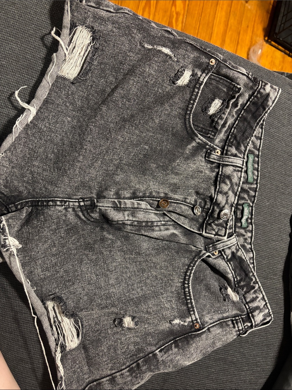 wild fable Distressed Black Acid-Wash Denim Shorts
